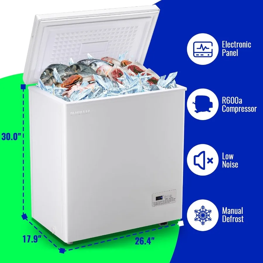 Chest Freezer with Electronic Panel Accurate Temperature Display to 1 and Easy to Use 5.0 Cu.ft Deep Freezing with 2 Removable