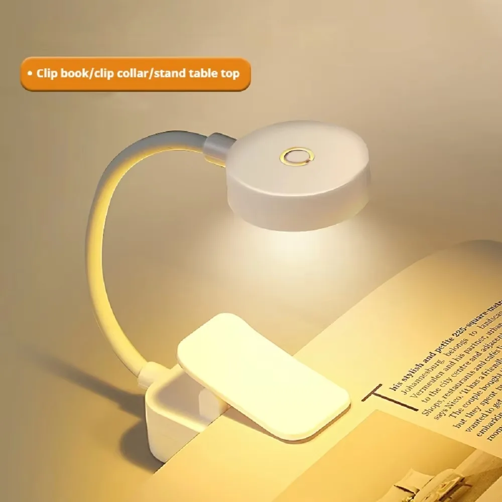 Portable 3 Colors LED Book Clip Lights Stepless Dimmable Mini Bedroom Table Lamp Detachable Folding Clamp Night Light Learning