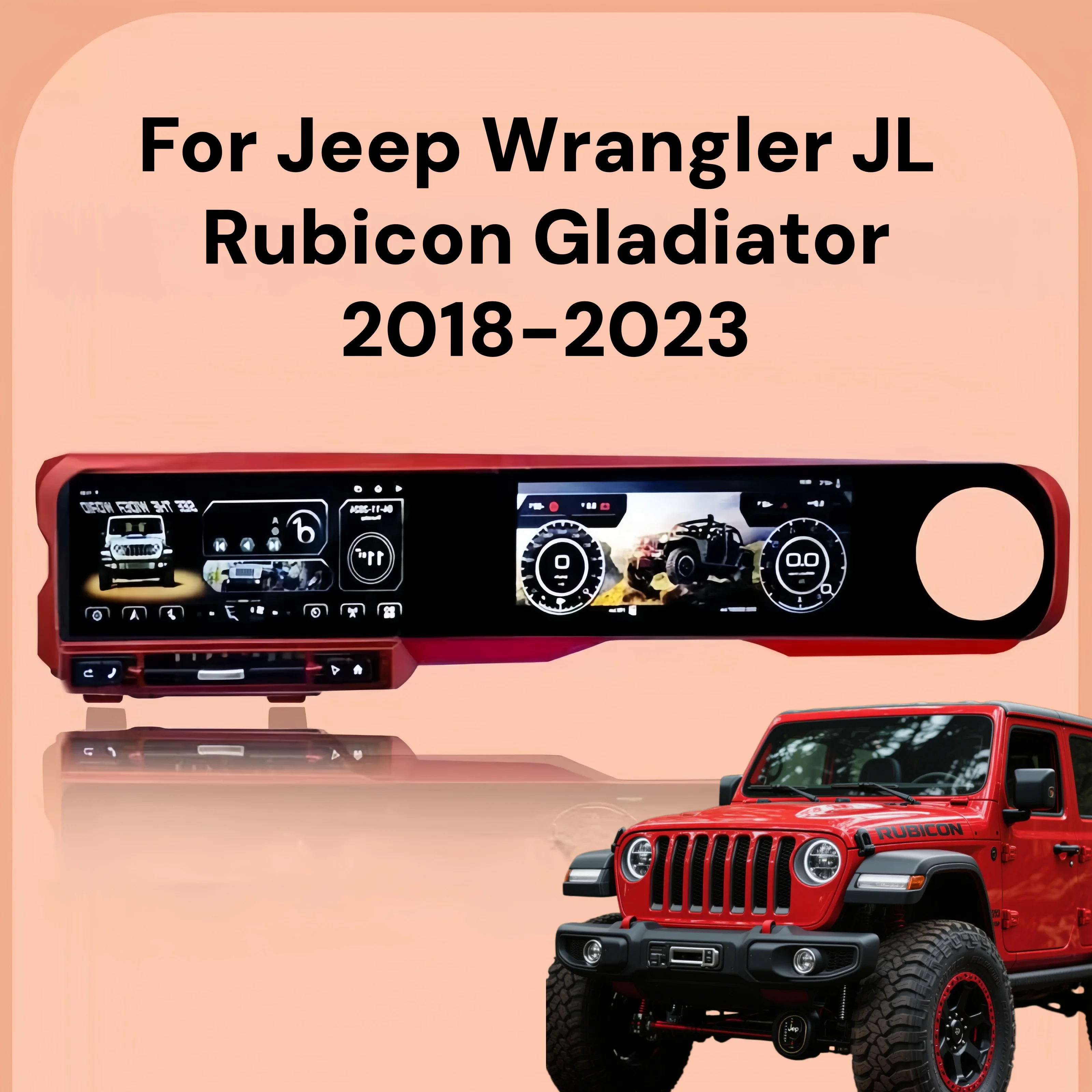 

12.3inch+12.3inch Carplay Car Radio For JEEP WRANGLER 2018-2023 LCD Android Dual Touch Screen Multimedia Player GPS Stereo 4G