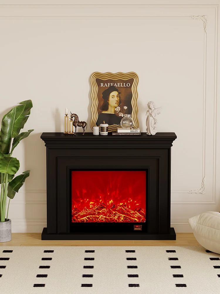 

American-European-style fireplace decorative cabinet Home B & B Electronic simulation flame Black retro villa porch rack