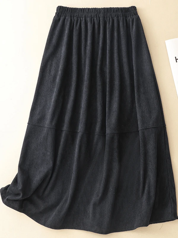 

Юбка миди из вельвета больших размеров, плиссированная, женская, осенне-зимняя, повседневная, прямого кроя, фасон «баллон», силуэт А-силуэт