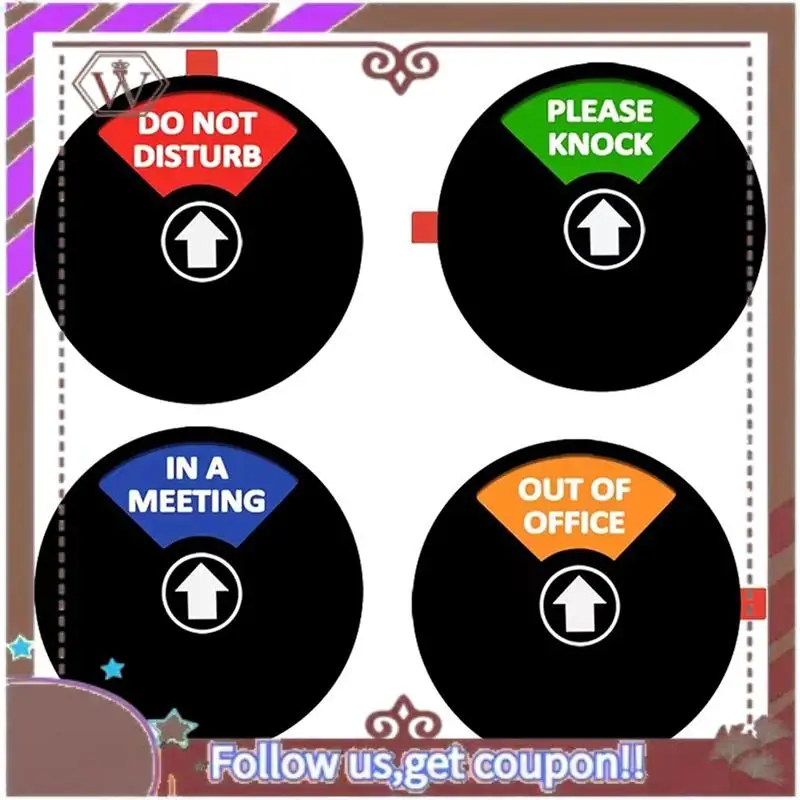 ABBG-4PCS لافتة خصوصية أكريليك، لا تزعج/يرجى التدق/خارج المكتب/في لافتة اجتماع، لافتة باب المكتب (5 بوصة، أسود)
