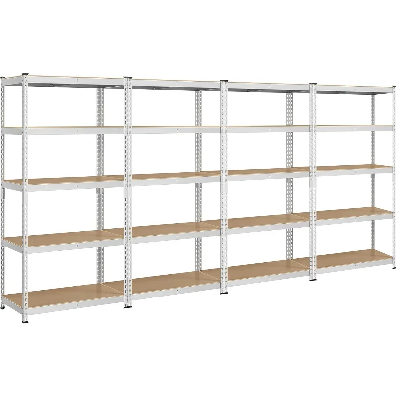 4PCS 5-Tier Utility Shelves, Metal Storage Shelves Garage Shelving Unit Adjustable Garage Storage , 35.5 x 17.5 x 72 Inch