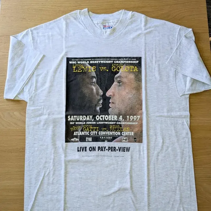 Camiseta vintage de boxeo LENNOX LEWIS vs ANDREW GOLOTA de 1997, talla XL, WBC