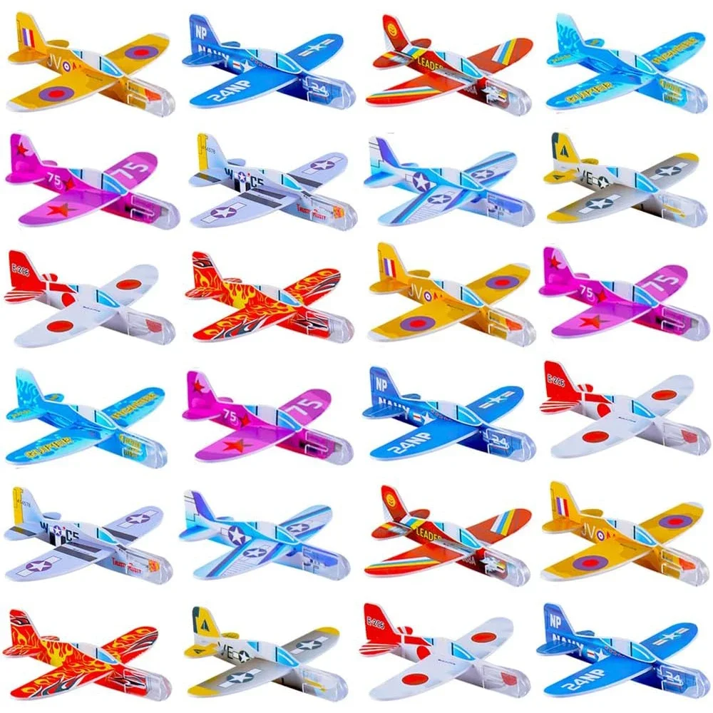 20Pcs Airplane Gliders Flying Toy DIY Multicolor Foam Airplane Birthday Party Gift Souvenirs Pinata Filler Boy Girl Prizes Favor