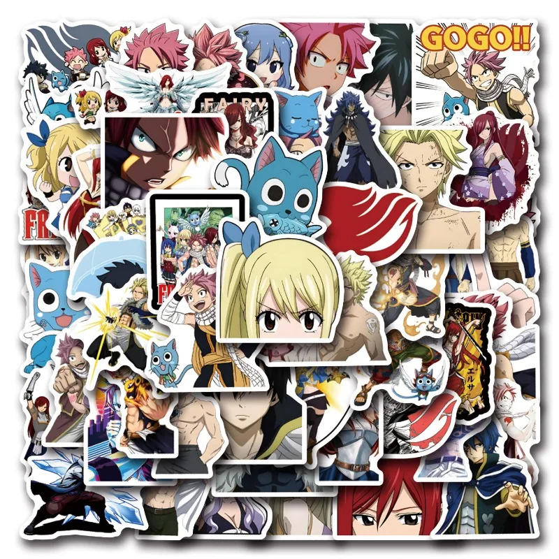 55Pcs Cartoon Anime Fairy Tail Stickers Creative Decoration Stationery Water Cup Journal Notebook Waterproof DIY