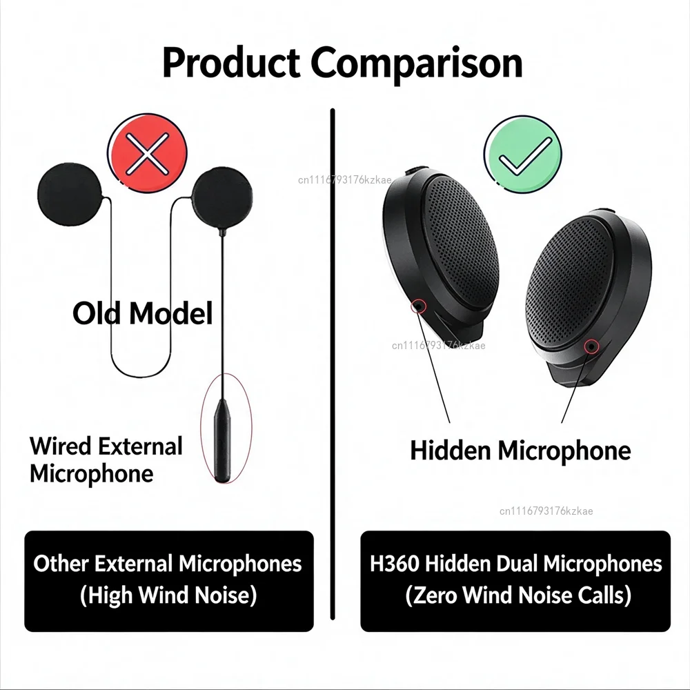 Motorcycle helmet with built-in wireless Bluetooth headphones H360 dual-ear stereo hidden microphone for riding use