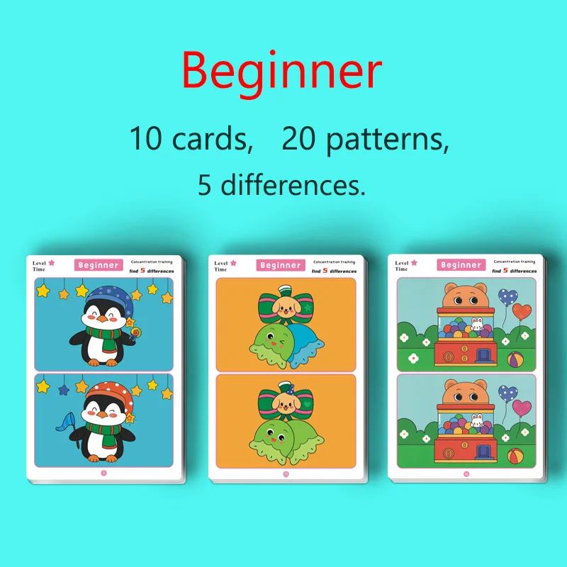 Lernspiele für Kinder, Fokus- und Beobachtungstraining, Unterschiede erkennen, von Hyperaktivität bis zur Konzentration, Lernspielkarten, abwischbar und wiederverwendbar, geeignet für