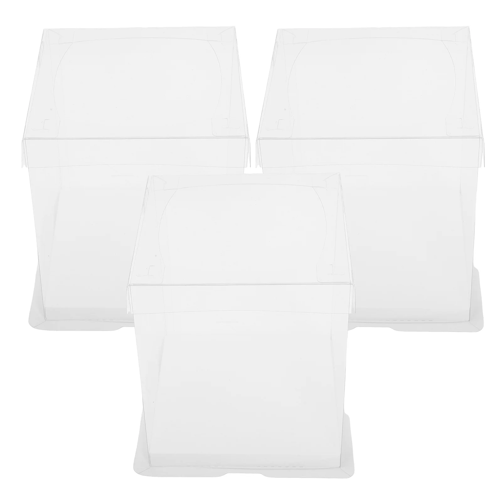 

3 Pcs Transparent Lid White Base Birthday Treat Boxes For Cake Wedding Cake Container Dessert Boxes Portable Bakery Container