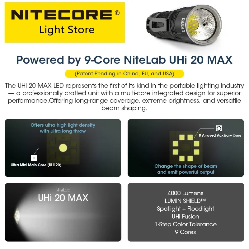 Sale Nitecore EDC33 4000 Lumen LED Tactical Flashlight USB-C Rechargeable Torch Build-in 4000mAh Li-ion Battery Outdoor EDC Lamp