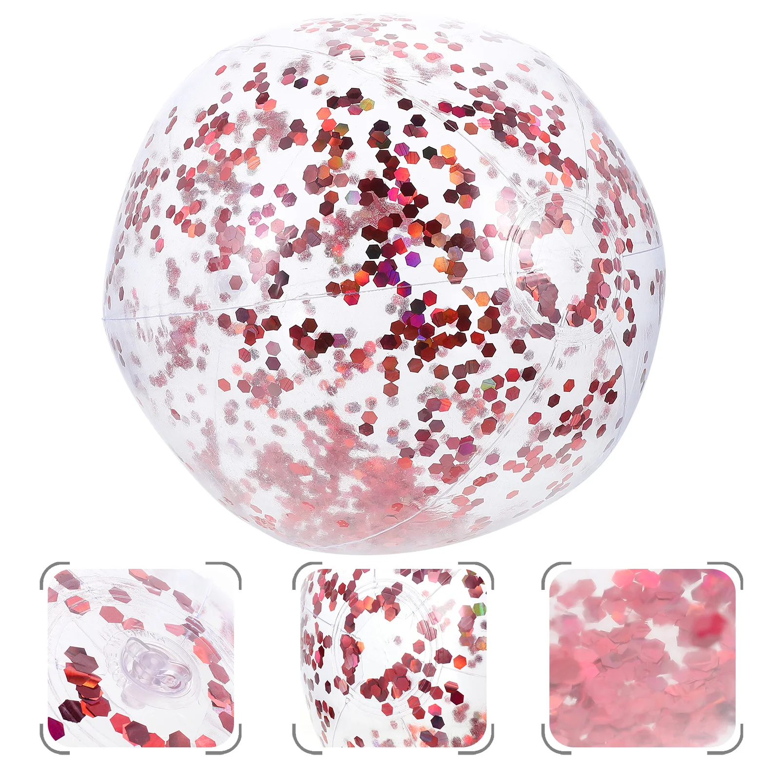 Spiaggia interna esterna trasparente rotonda glitterata per bambini Palla da gioco lucida con paillettes dorate con pompa Palla di sabbia per acqua lampeggiante