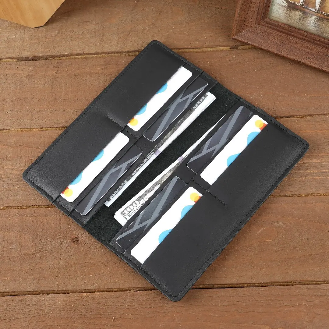 Genuine Leather First Layer Cowhide Men's Wallet Card Bag Long Large Capacity Multi-card Position Retro Simple Fashion Portable