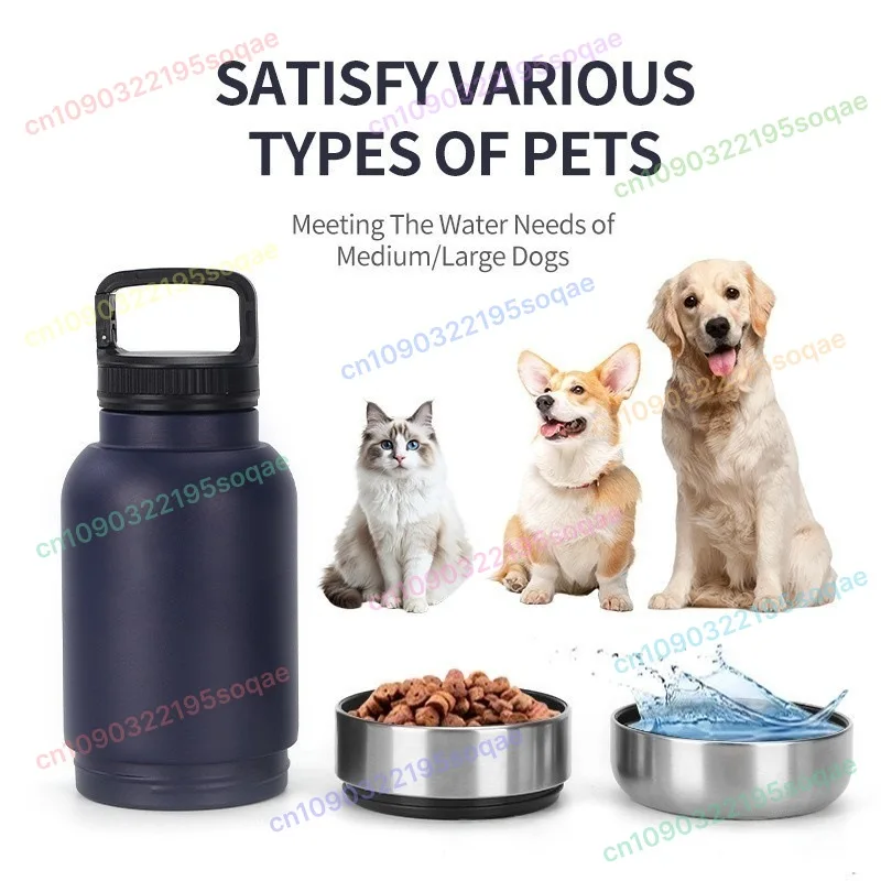 

Портативная миска-контейнер 3-в-1 для животных, 32 унции, двухслойная, для воды и корма, для улицы