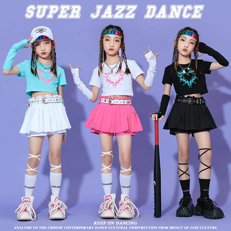 Nieuwe kinderjazzdanskostuums Meisjes Jazz Fried Street Trendy kleding Meisjes Hiphop Hiphopdanspak