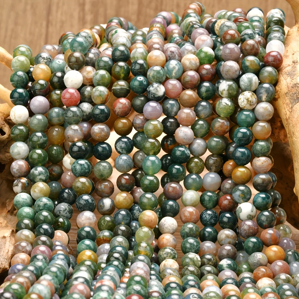 4-12MM Natural Stone Indian Agate Beads Round Loose Spacer Moss Agate Bead for Jewelry Making Bracelet Necklace DIY Supplies 15
