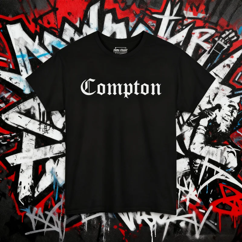 

2025 Summer Compton Hip-hop T-shirt: West Coast Rap, Streetwear Style Men's Women's Pure Cotton Large-sized Breathable T-shirts