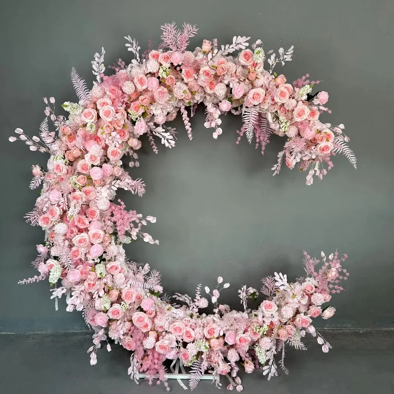 Proposal flower background, simulated moon arch background wall, wedding flower background