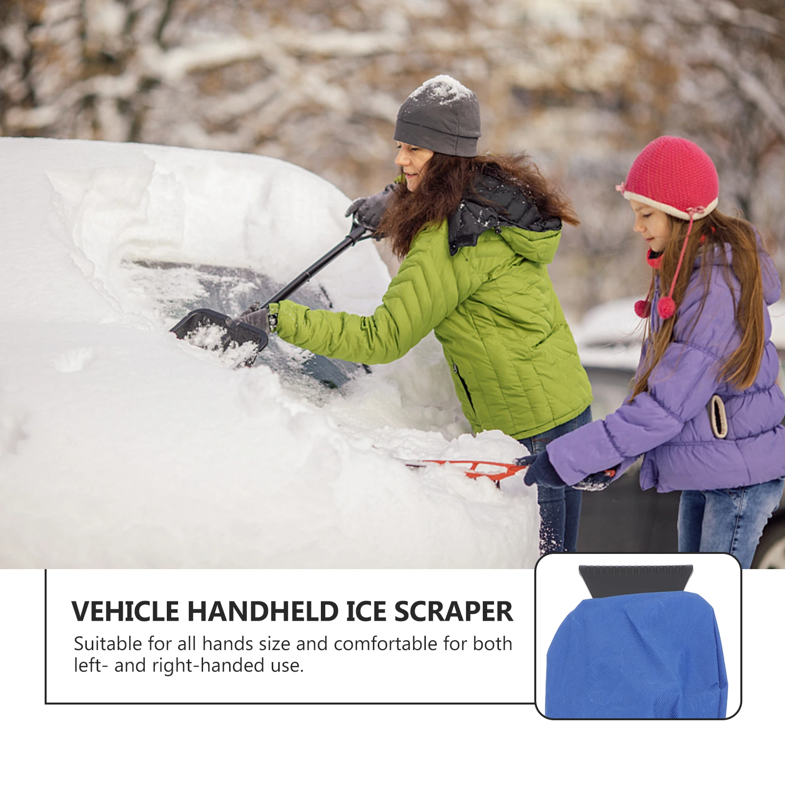 

Portable Car Windshield Snow Removal Tool PP Material Heated Ice Scraper Glove Non Scratch Lightweight Compact Design Easy