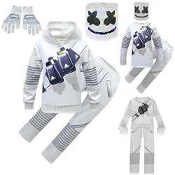 DJ M-Marshmello Hoodies Sweatshirts Kids Clown Cosplay Clothes Halloween Christmas Costume Party Game Cosplay Fortnites Costumes