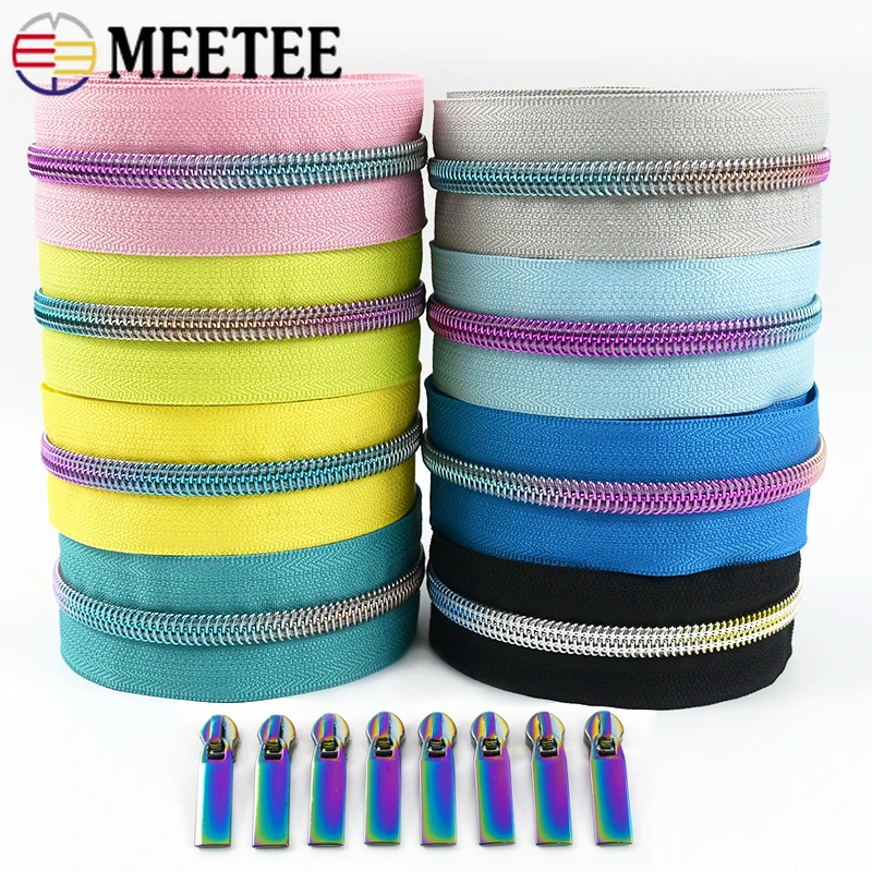 

1-5M 5# Nylon Zippers Tape with Sliders Bags Colored Coil Zipper for Sewing Backpack Clothes Decor Zips Pulls DIY Accessories