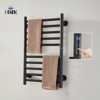 Bathroom Black Electric Towel Rack Timing Temperature Control Towel Warmer Hidden/Exposed Wires Electric Heated Towel Rail