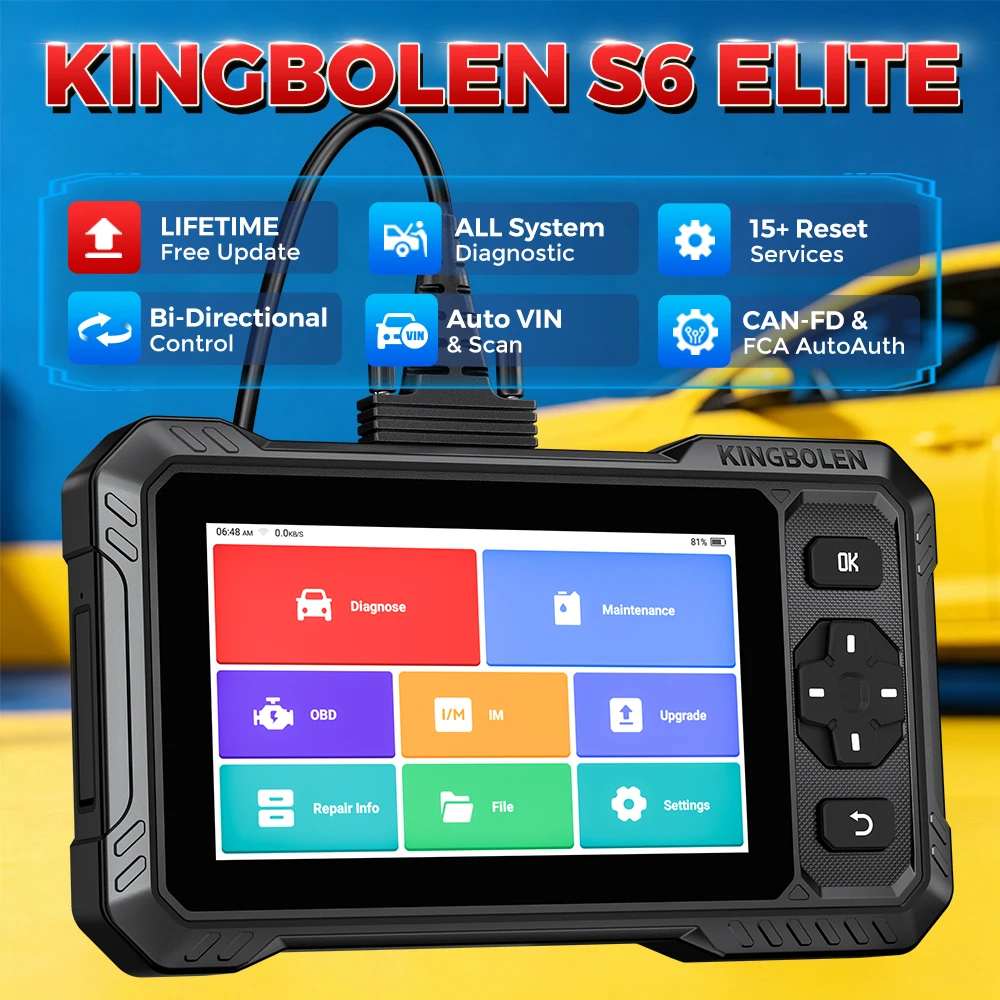KINGBOLEN S6 Elite Bidirektionaler Scanner mit lebenslangem kostenlosem Update, CANFD, 15 Reset-Funktionen, Vollsystem-Autodiagnose
