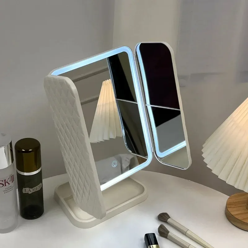 

Trifold Makeup Mirror LED Lights Dorm Dressing Mirror Beauty Light up your fill light with Smart Complementary Makeup Mirror Tri