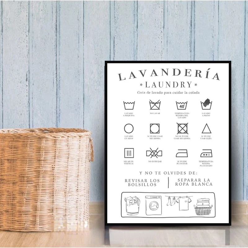 LÁMINA LAVANDERIA Spanish Laundry Room Symbol Canvas Painting Poster Print Wall Art Minimalist Picture Spain Housewarming Decor