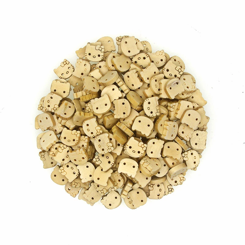 12mm Wooden Sewing Buttons Scrapbook cat Natural 2 Holes Decorate sewing supplies craft supplies