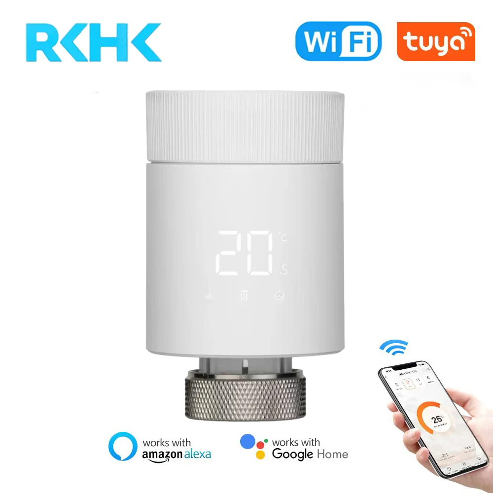 RKHK Tuya Smart Home WLAN-Thermostatventil TRV Thermostat Temperaturregler Kompatibel mit Alexa Google Home