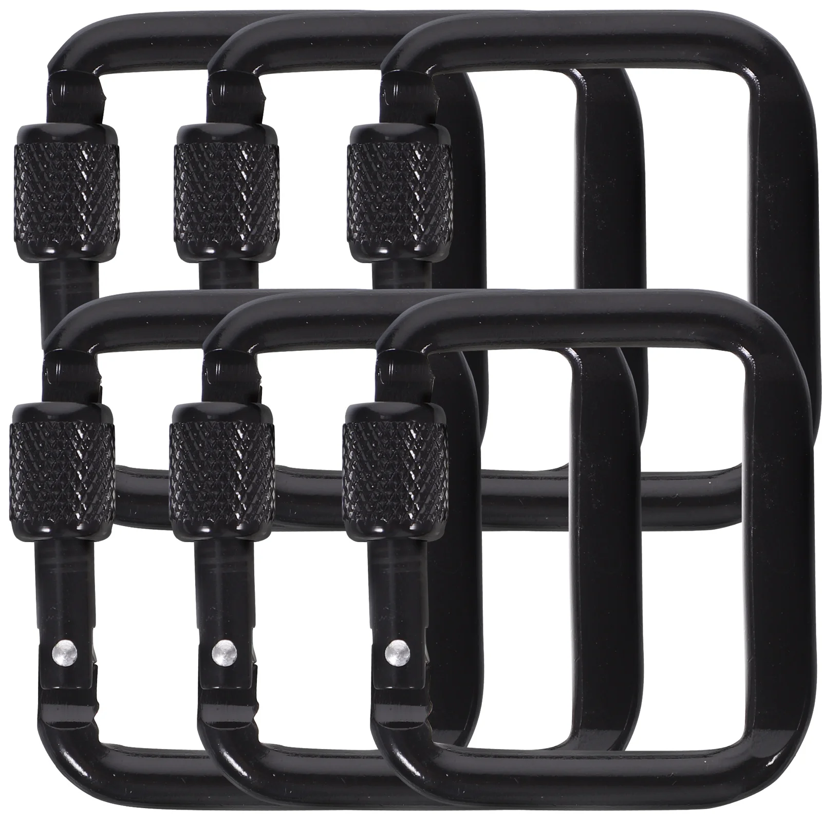 6 Pcs Camping Button Portable Carabiner Durable Keychains Square Carabiners Buckle Aluminum Outdoor Mouth-shaped