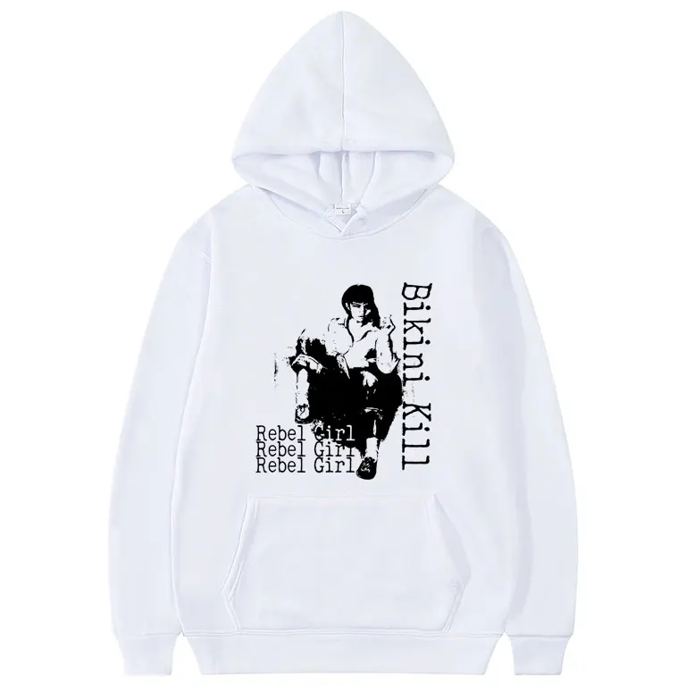 

Punk Rock Band Bikini Kill Rebel Girl Graphic Hoodie Riot Grrrl Kathleen Hanna Sweatshirt Men Women Vintage Oversized Streetwear