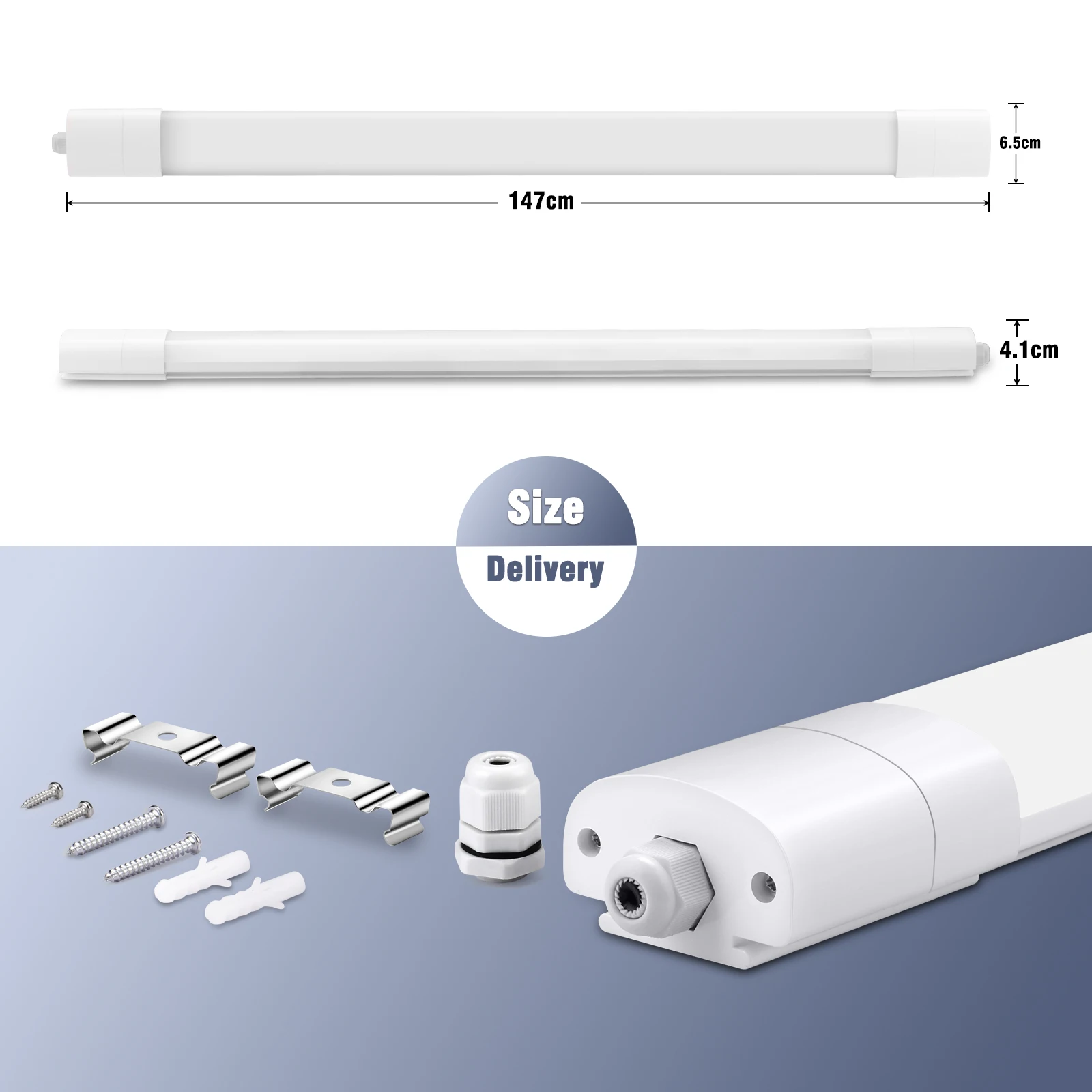 4er-Pack LED-Nassraumleuchte 120/150 cm, 36/45 W IP65 wasserdichte verknüpfbare Deckenleuchte, 4000 K für Garage, Keller, Werkstatt