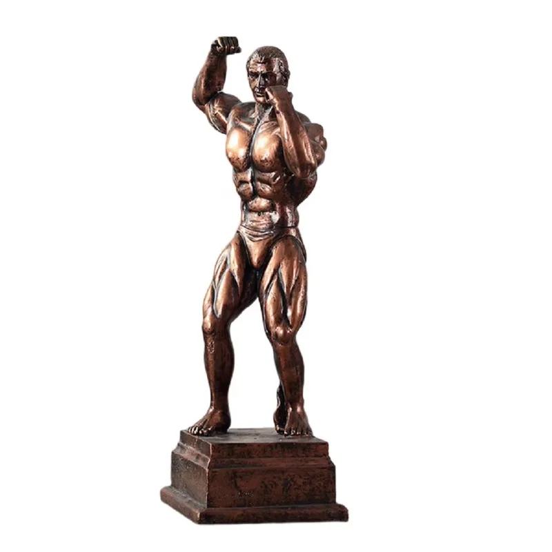 Wholesale Brown Metal Crafts Bodybuilding Muscle Guy Statue Statue Fitness Competition Trophy Business Awards