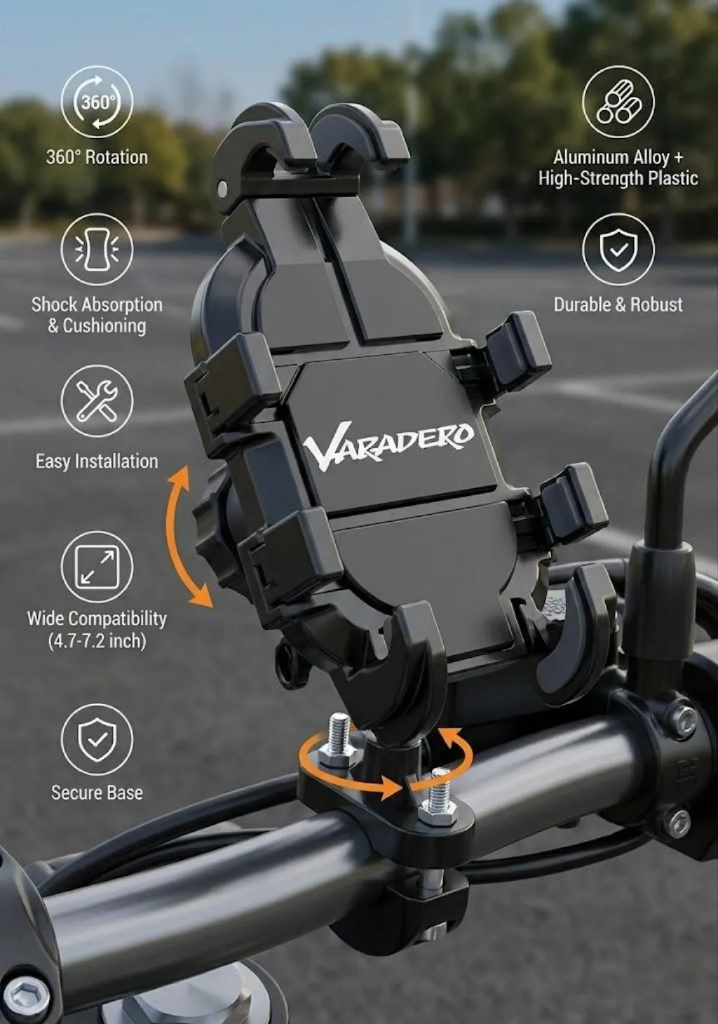 

New Metal Motorcycle Phone Holder For Honda XL 1000 XL1000 VARADERO 1999-2013 Free rotating shock absorber anti slip