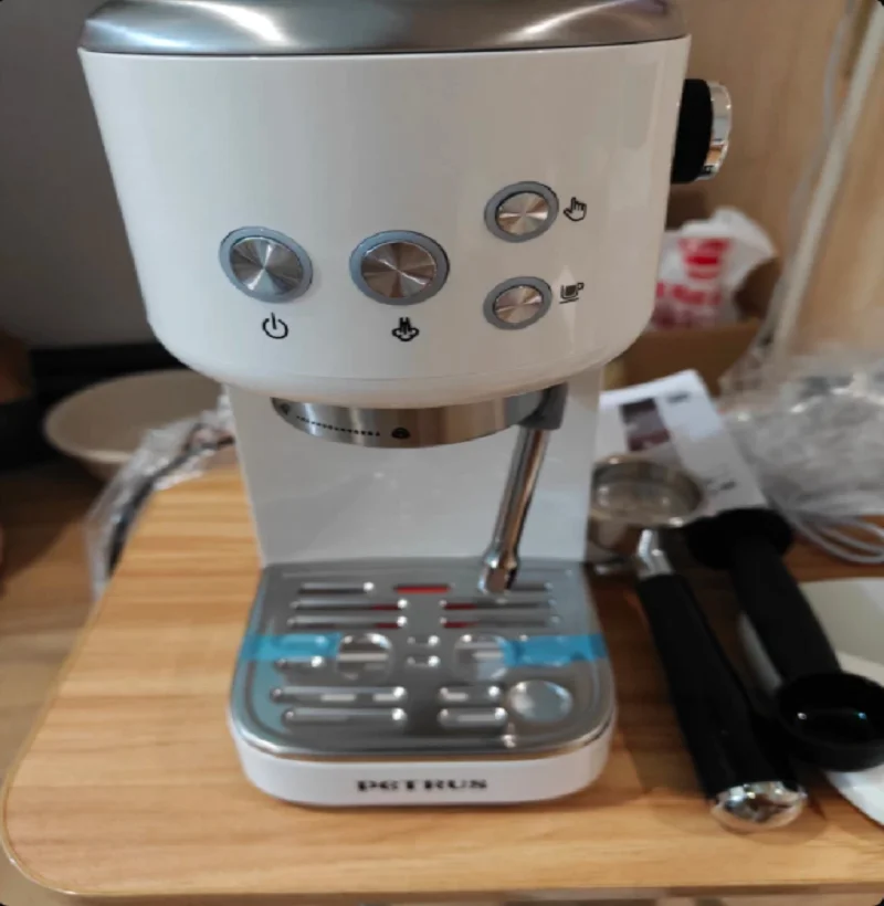 Cafetera Petrus de 220V, cafetera exprés compacta con Espumador de leche para uso doméstico DB
