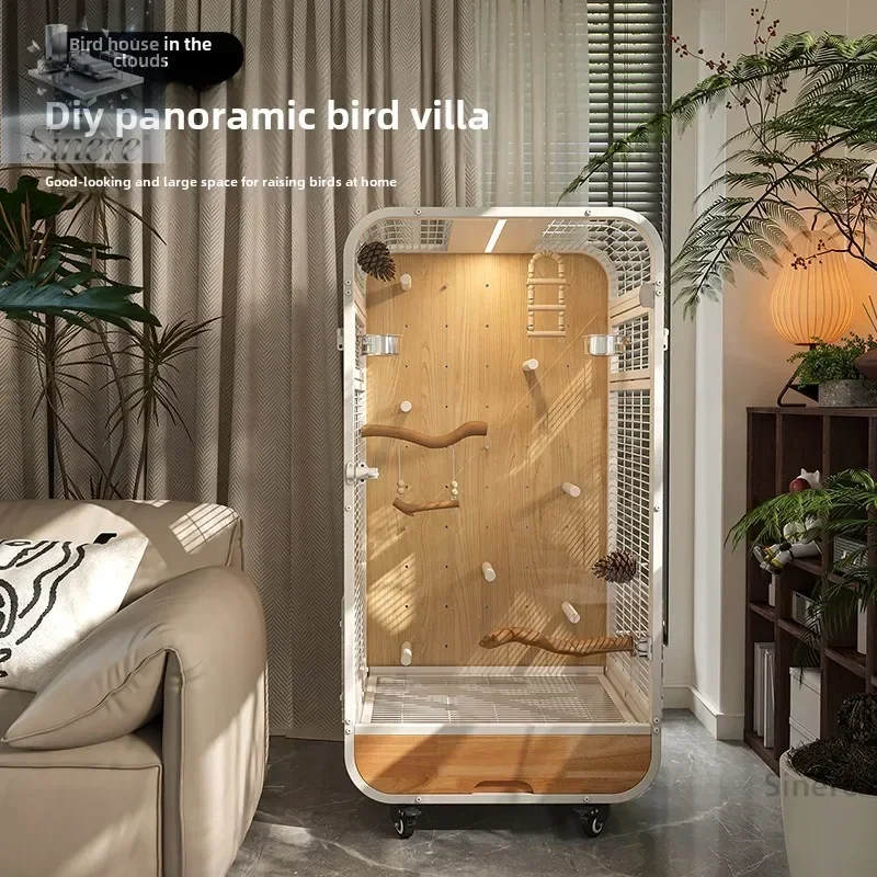 

Высококачественная клетка для птиц, вилла с попугаем, панорамный роскошный экологический шкаф из цельного дерева, серая машина, Кинг-Конг, Xuanfeng, монах, станция «сделай сам»