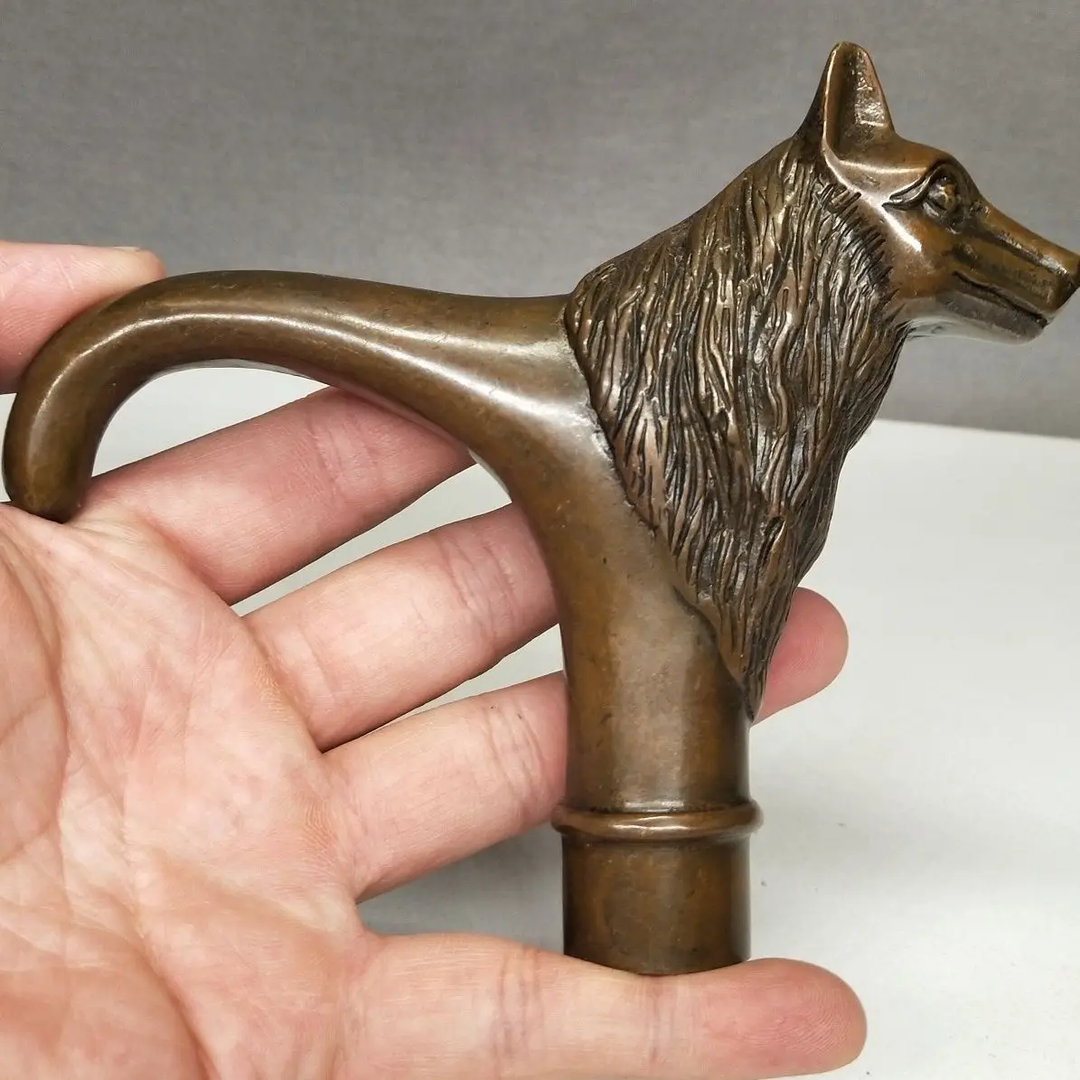 Wolf dog Walking Stick Head handle Statue