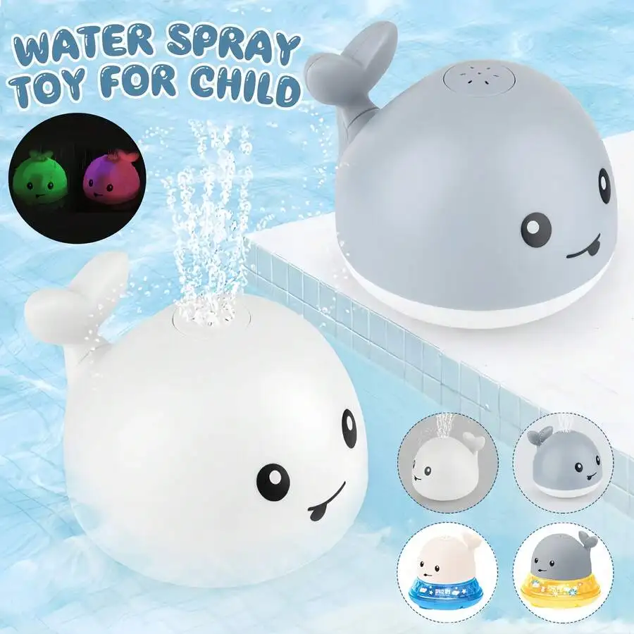 

Baby Bath Toy With Light, Whale Water Spray Bathtub Infant Bathroom Swimming Pool Water Play Toy