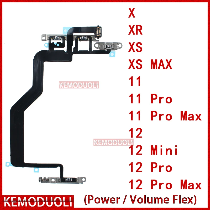 

Power On Off Volume Flex for IPhone 12 X Xr Xs 11 Pro Max Mini Switch Side Button Key Ribbon Silent Mute Flex Cable