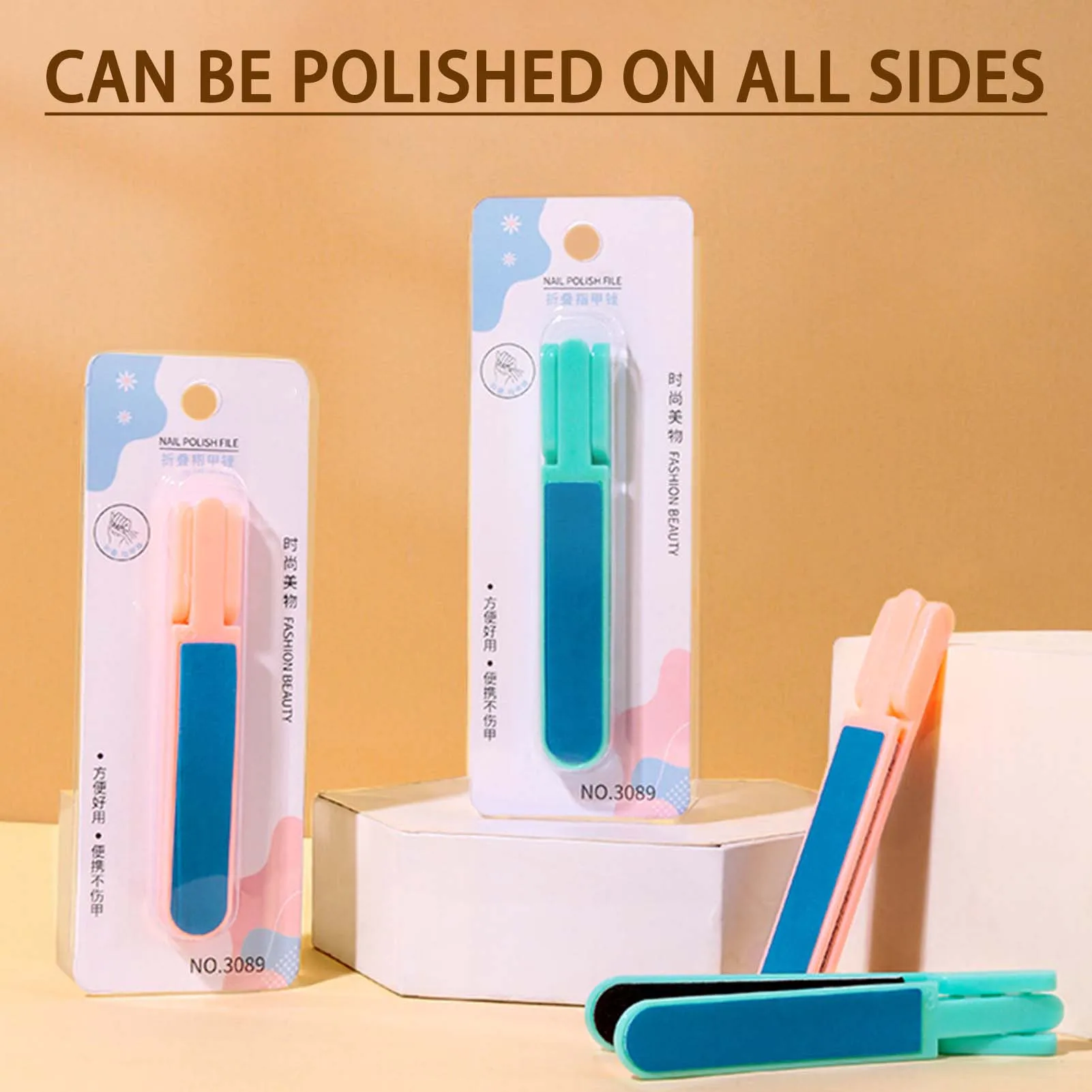 Small 4 Side Foldable Nail File Multi-Purpose Portable Nail Files Tool For Manicure Salon