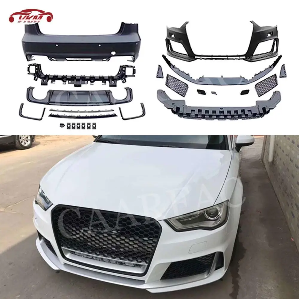 

PP Material Front Lip Rear Spoiler Diffuser Bumper Cover Wide Body Kits for Audi A3 S3 RS3 Style 2014-2016 Car Accessorise