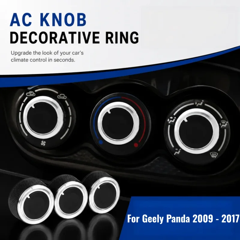 For Geely Panda 2009 - 2017 3pcs/set Aluminum Alloy Air Conditioning Knob Heat Control Switch Ac Knob Car Accessories