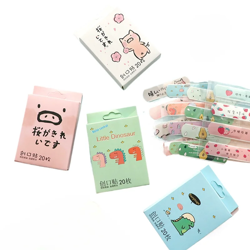 20pcs/box Cartoon Wound Dressing Patch Sticking Plaster Cute Band Aid First Aid Strips for Children Portable Adhesive Bandages