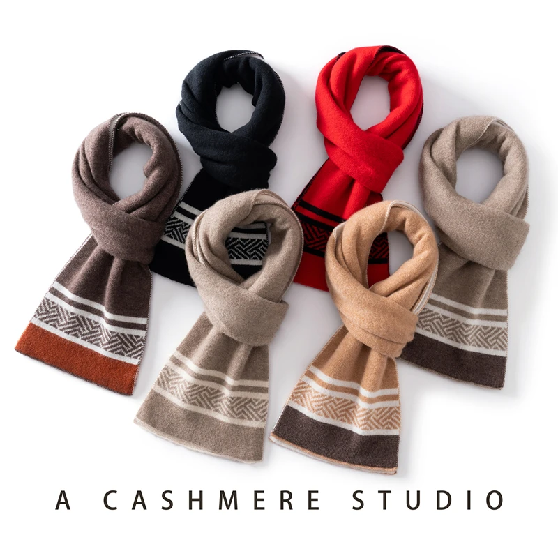 Multi Colored Scarf Women Cashmere Shawl Scarf Spring Autumn Winter Color-blocking Warm 100% Cashmere Knitwear Simplicity Scarf