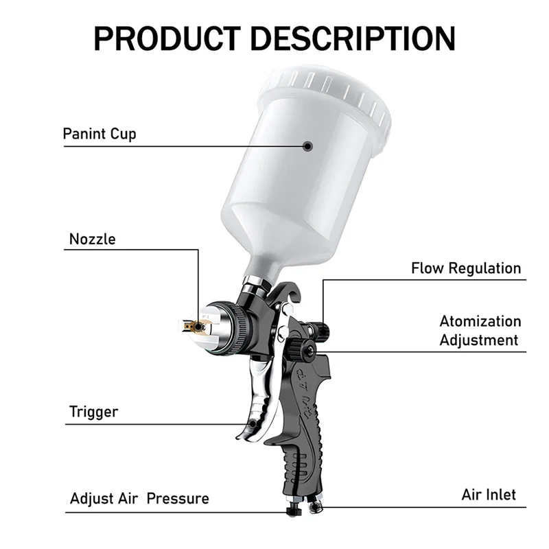 Pistolet de pulvérisation d'air HVLP avec buses de 1.7/2.0 Mm-Mini Kit de pistolet de pulvérisation de peinture automobile pour les projets de peinture automobile-LICG