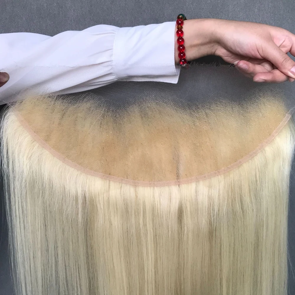 22インチ 13x4 613 フルフロント 人毛100% ブラジリアンバージンヘア ストレート  生え際処理済み