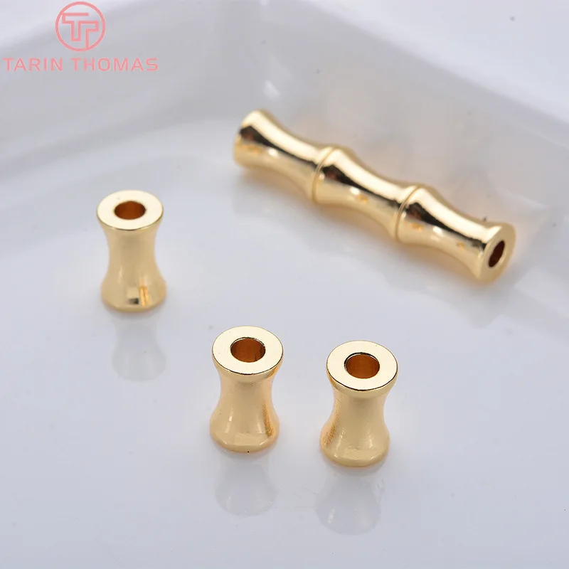 (3495)20PCS 5x8MM Hole 2.4MM 24K Gold Color Plated Brass Cylindrical Spacer Beads Bracelet Beads High Quality Jewelry Accessorie