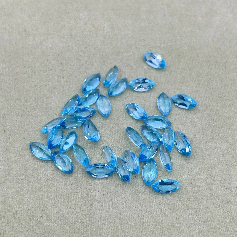 Natural Swiss Blue Topaz Gemstone Pair Marquise Shape Top Quality Faceted Cut Blue Topaz for Jewelry