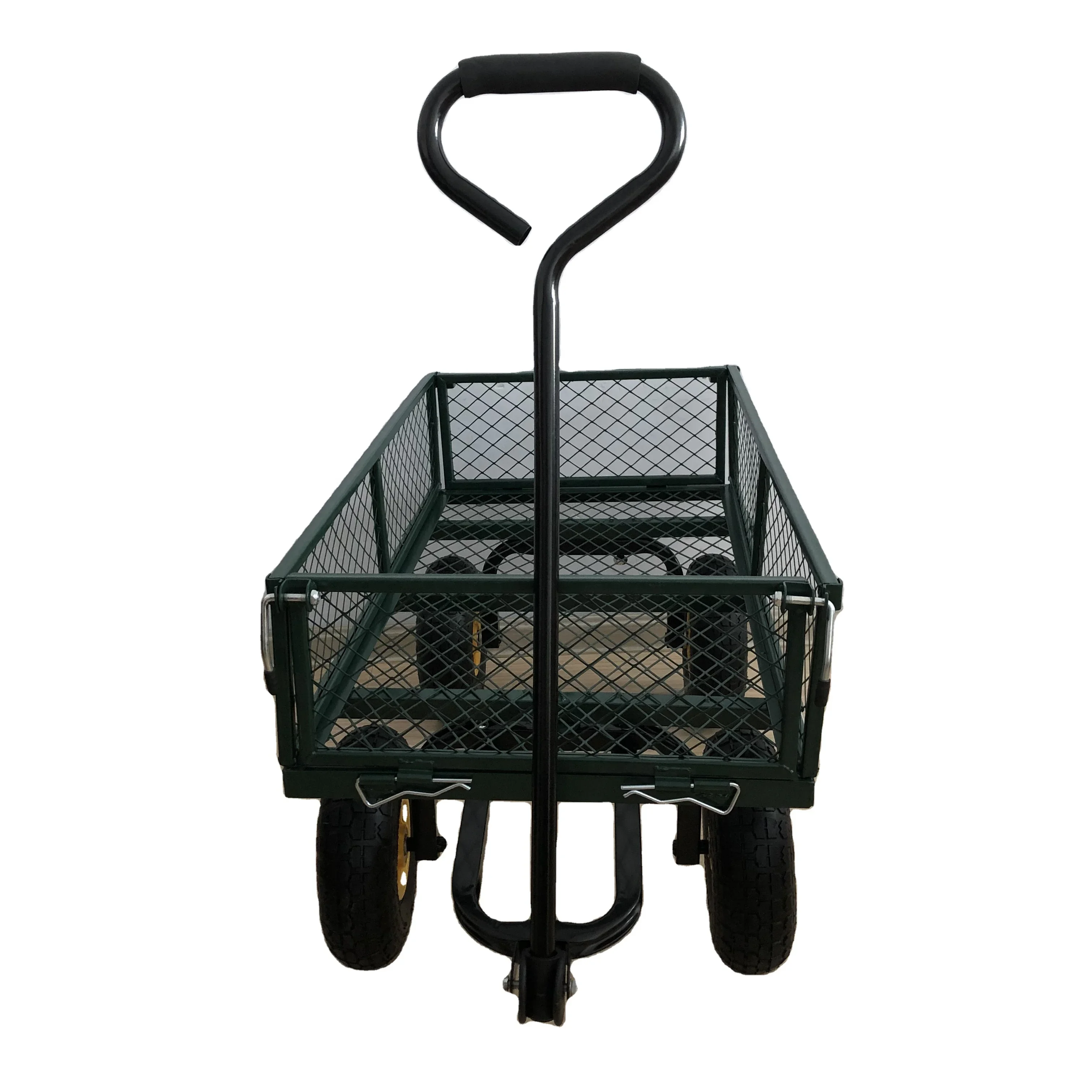 Heavy duty Mesh Garden Pull Along Cart Drop Side